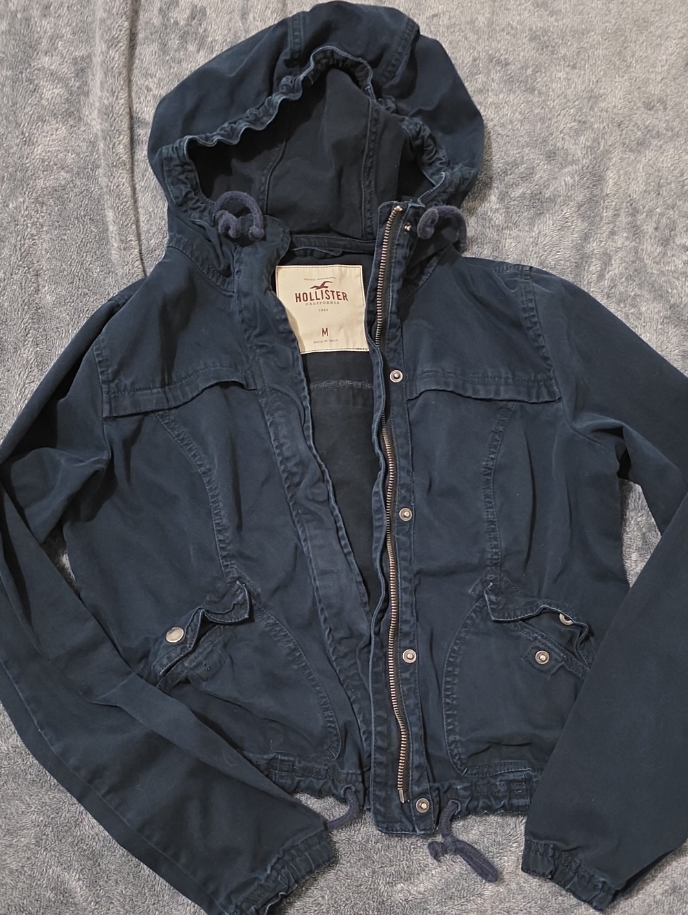 Hollister Navy Hooded Utility Jacket